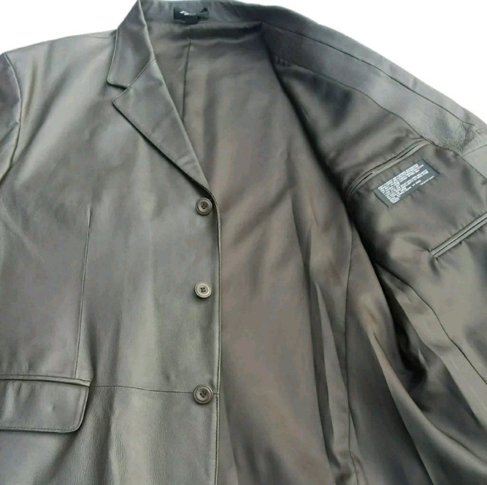 J. FERRAR DARK BROWN Leather Jacket XL - Picture 4 of 9